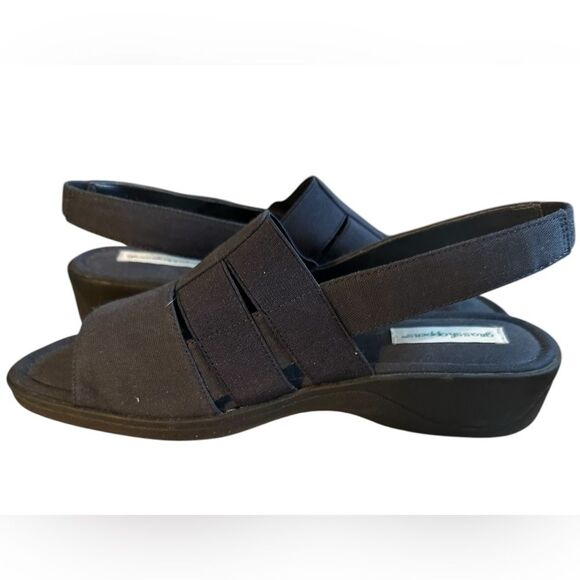 Women’s Grasshoppers Amelia Navy Canvas Wedge 1.5" Heel Sling backs. Size 10M - Picture 6 of 8